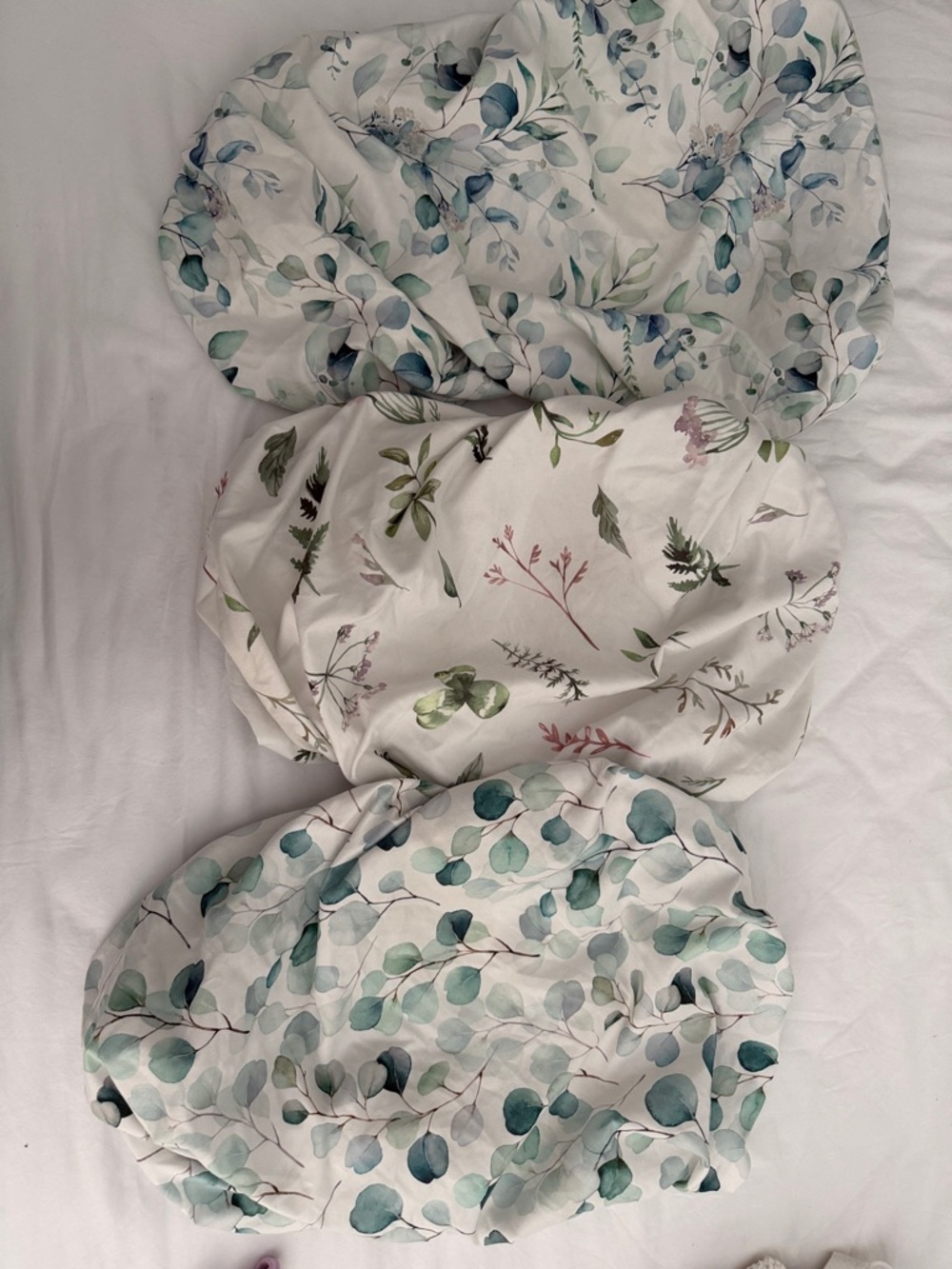 Floral Eucalyptus Cotton Duvet Cover Set - Green & White 0-6 months